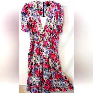 DL Originals Dress L Cottagecore Floral Vintage 80s Cotton Garden Midi Sundress